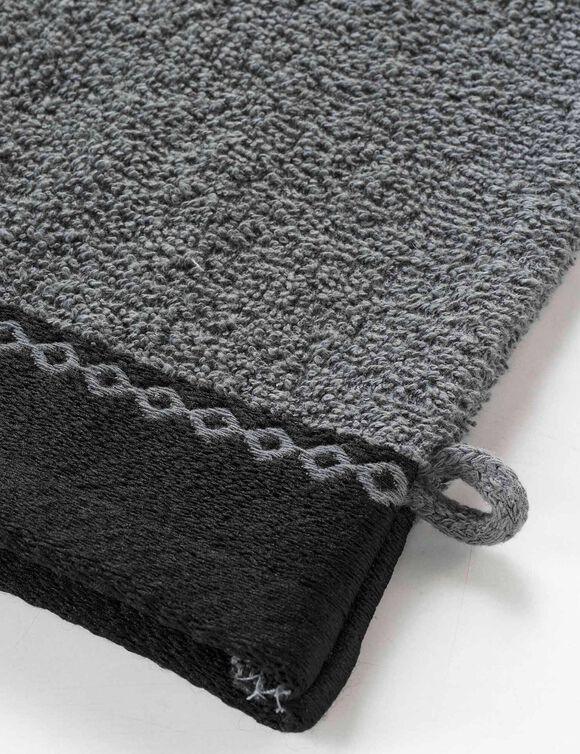 Effen badlinnen 450 g/m² met jacquard sierrand, zacht comfort (antraciet)