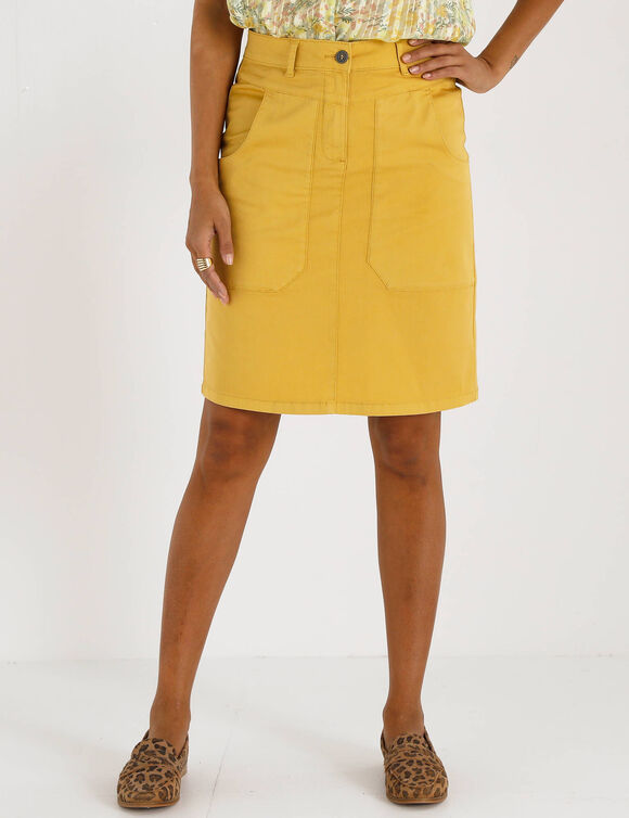 Jupe droite unie, twill (curry)