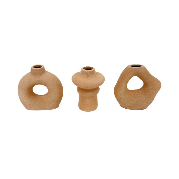 Soliflore style min&eacute;ral textur&eacute; - lot de 3 (sable)