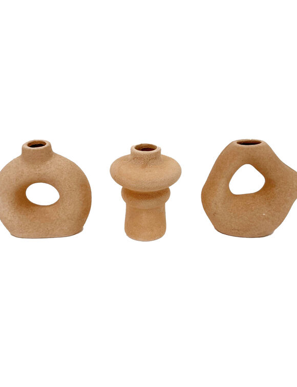 Soliflore style min&eacute;ral textur&eacute; - lot de 3 (sable)