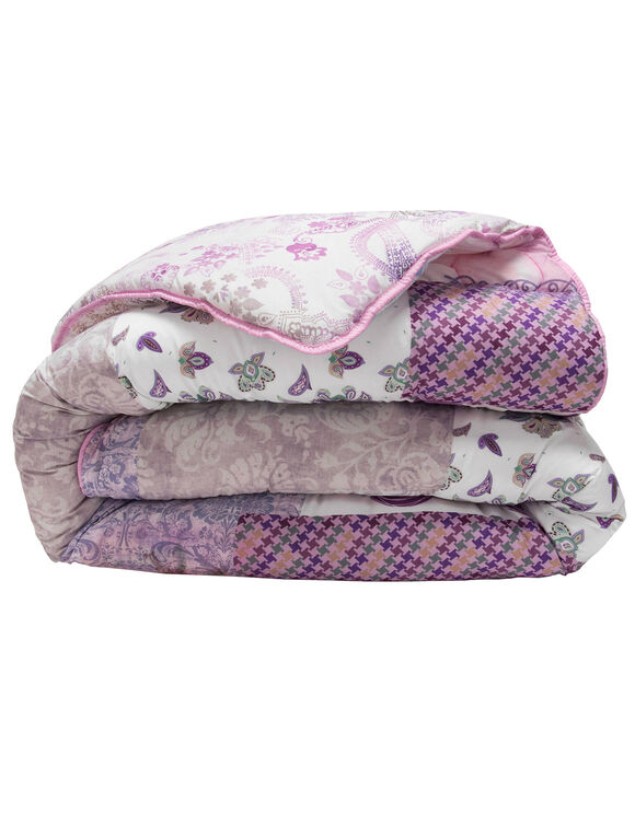 Couette coton imprim&eacute;e Champ&ecirc;tre 200 g/m&sup2; (parme / gris)