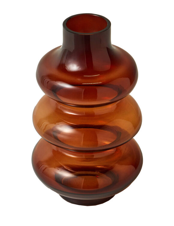 Vase ondulé en verre ambré (ambre)