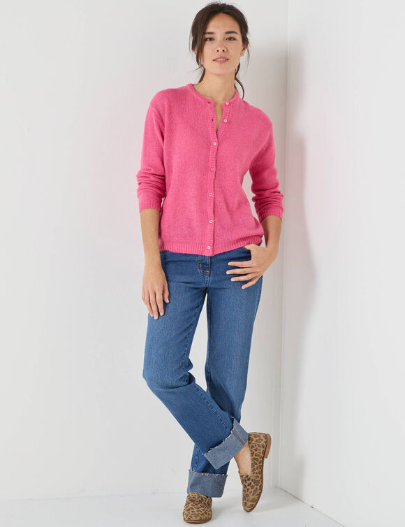 Vest met knopen, mix van wol en mohair (roze)