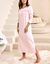 Chemise de nuit longue manches longues unie (rose)