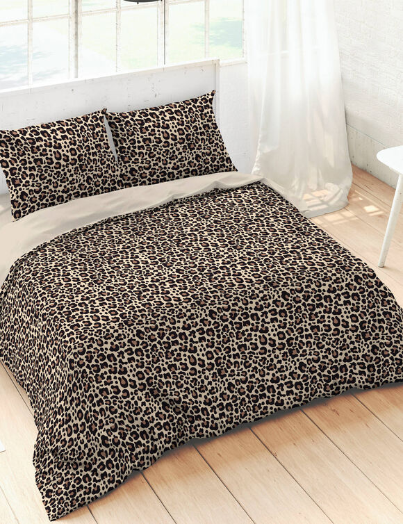 Bedlinnen met luipaardprint - katoen (chocolade)