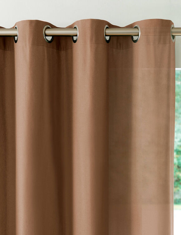 Rideau bachette uni tamisant oeillets (taupe)