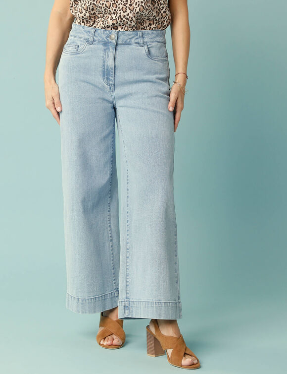 Jean taille haute Spécial Petites entrej. 60 cm, coupe large 7/8ème (bleached)