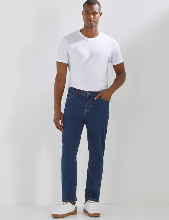 Jean droit ceinture &eacute;lastiqu&eacute;e invisible  - L30 (stone)