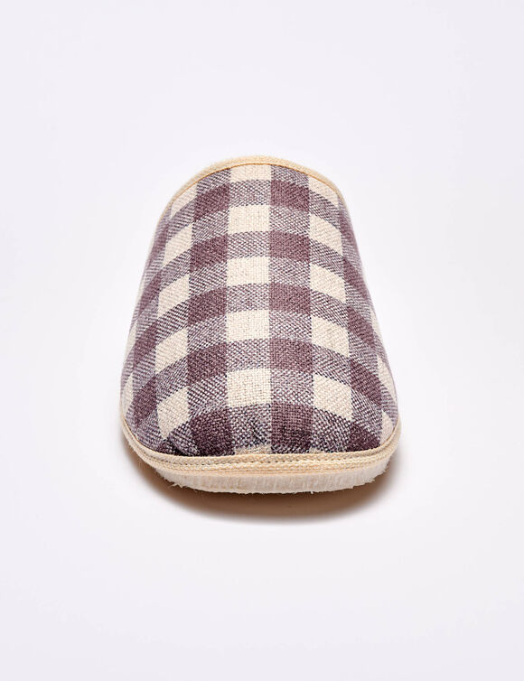 Stille, geruite muiltjes met wolvoering (taupe)