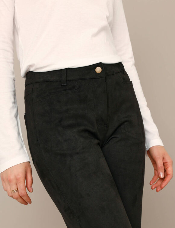 Pantalon droit, maille suédine (noir)