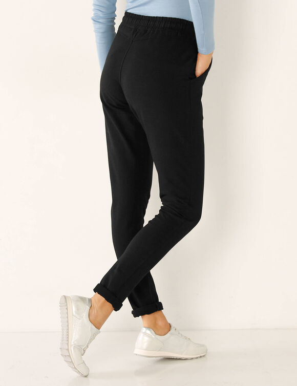 Joggpant in molton met elastische taille (zwart)