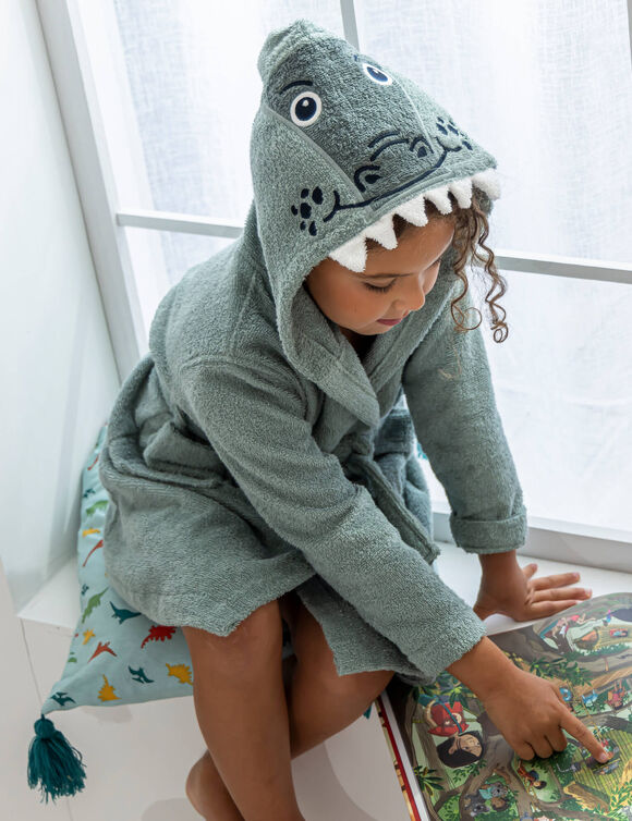 Peignoir de bain déguisement enfant crocodile éponge coton - 340 g/m² (vert)