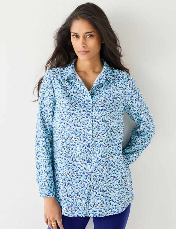 Likethemd met minimalistische print (marine / felblauw)