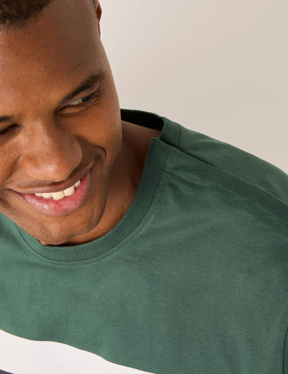 T-shirt facile à enfiler manches longues ouverture épaule (vert / anthracite)
