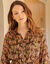 Robe-chemisier longue en voile jacquard imprim&eacute; floral (chocolat / vert)