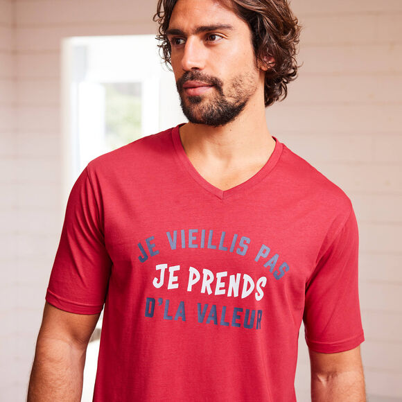 Pyjama short message (bordeaux / gris chin&eacute;)