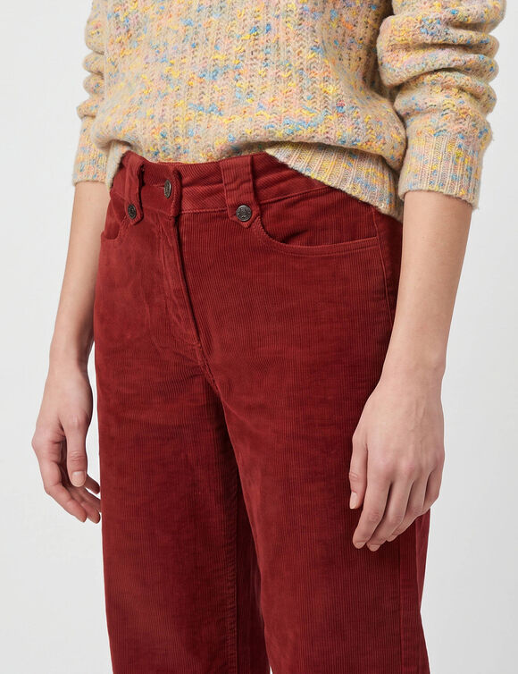 Pantalon large droit, velours c&ocirc;tel&eacute; (rouge fonc&eacute;)