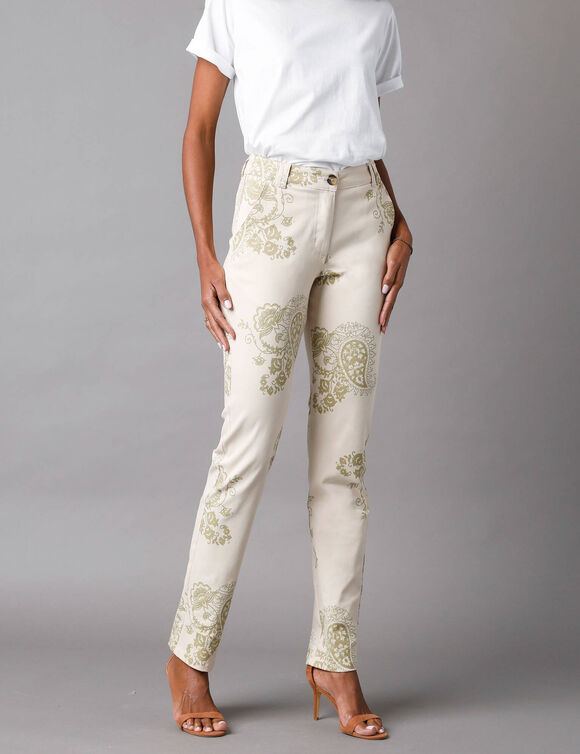 Pantalon imprimé cachemire (beige)