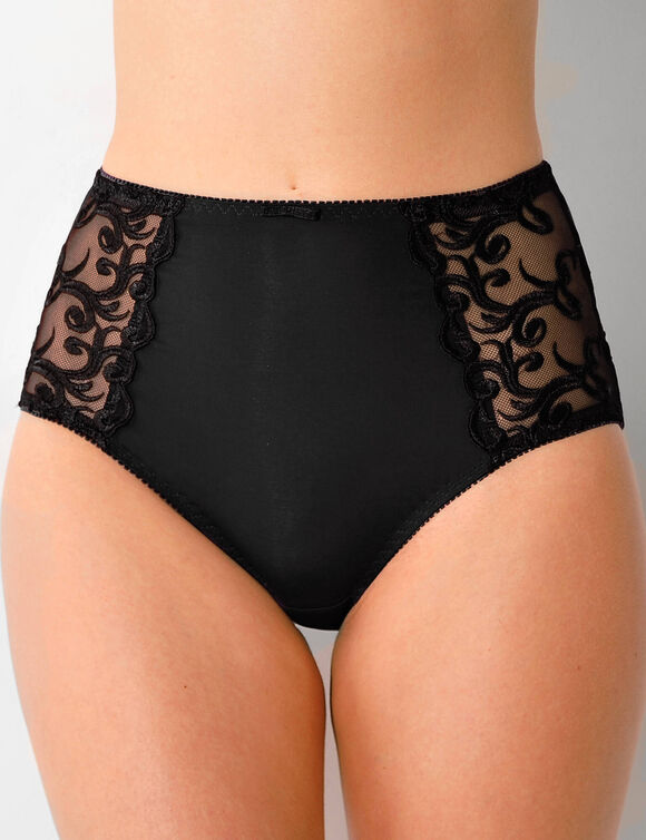 Gainette ventre plat microfibre tulle brodé Sienne - lot de 2 (blanc + noir)