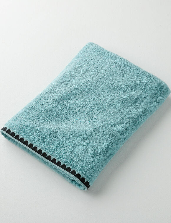 Serviettes de bain finition broderie fantaisie - 420g/m2 (lagon)