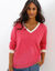 Pull col V bicolore (roze / ecru)