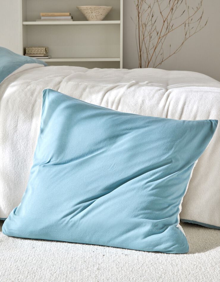 Omkeerbaar bedlinnen in jerseyfleece met pluchetouch (blauw)