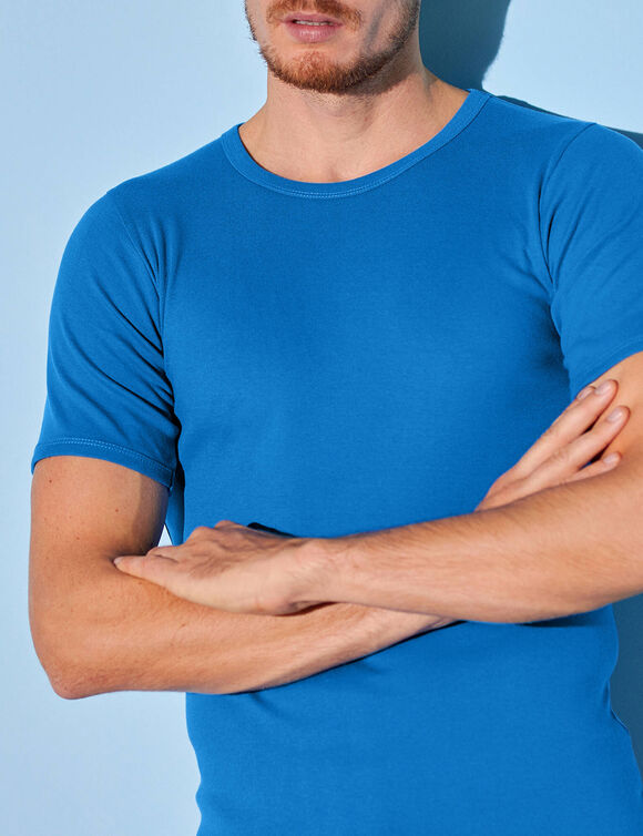 T-shirt sous-vêtement homme col rond - lot de 3 (bleu)