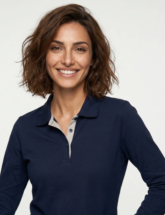Polo bicolore maille jersey (marine / gris)