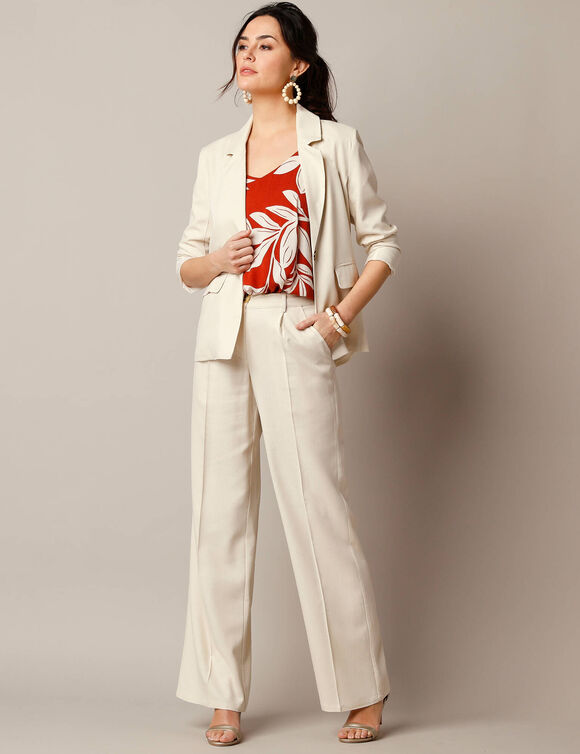 Pantalon large fluide, lin m&eacute;lang&eacute; (naturel)