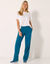 Pantalon coupe large molleton taille élastiquée (bleu pétrole)