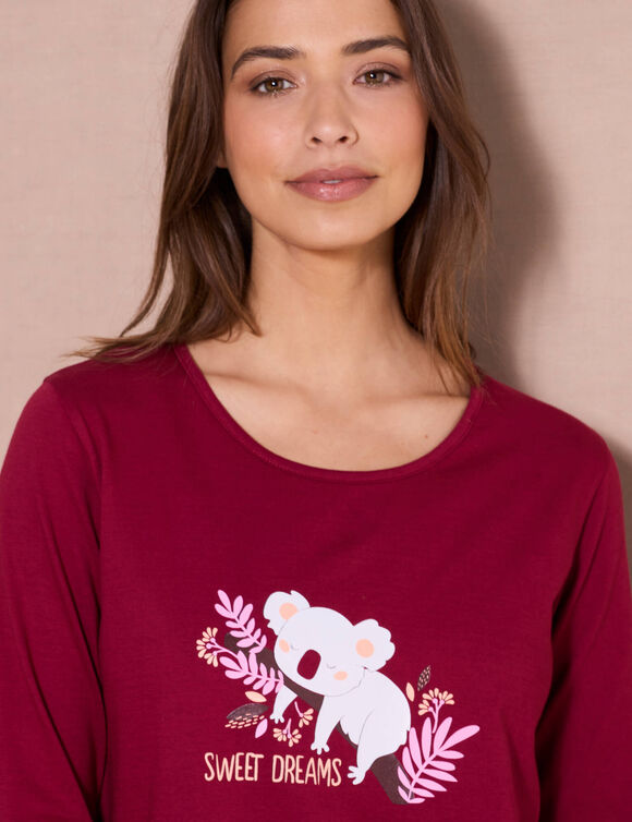 Pyjama manches longues motif "koala" (cerise)