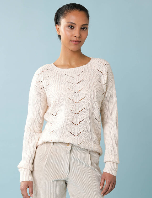 Pull sp&eacute;cial petites, maille perl&eacute;e (&eacute;cru)