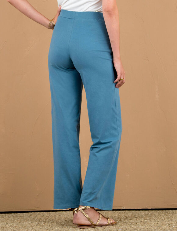 Pantalon large stretch, taille élastiquée (bleu grisé)
