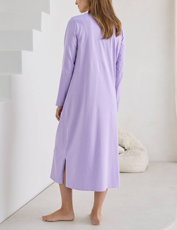 Chemise de nuit longue manches longues unie (parme)