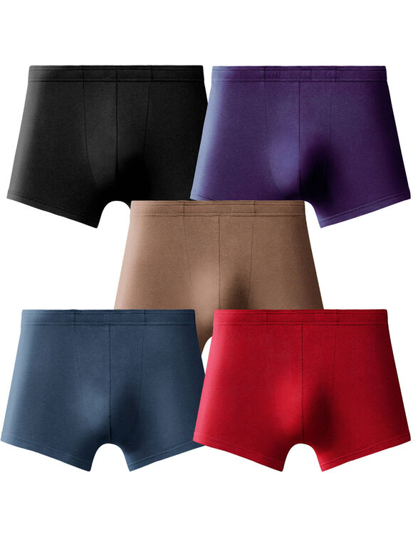 Boxer uni ceinture élastiquée recouverte - lot de 5 (rouge + bleu + noir)