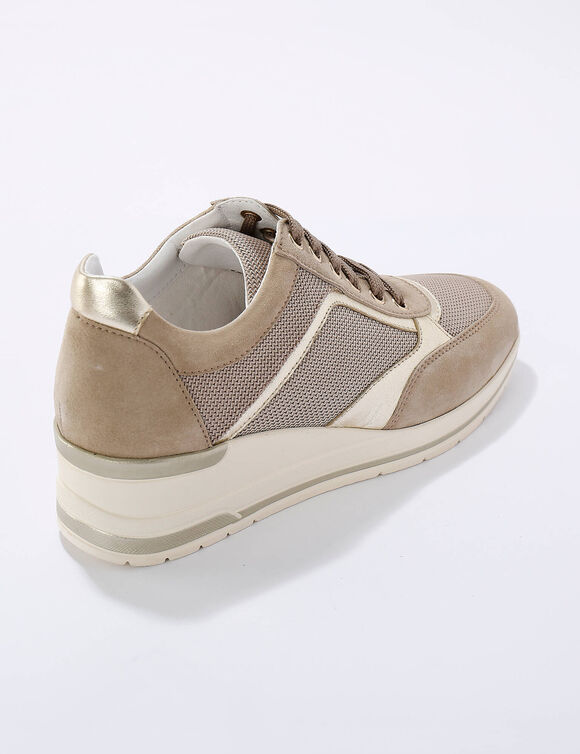 Leren sneakers met sleehak, LWG-gecertificeerd (beige)