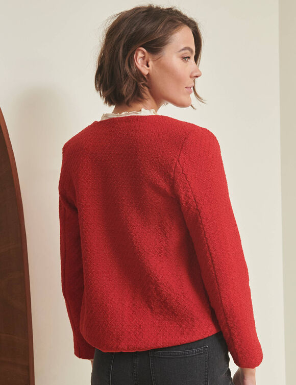 Veste boutonn&eacute;e, tweed (rouge)