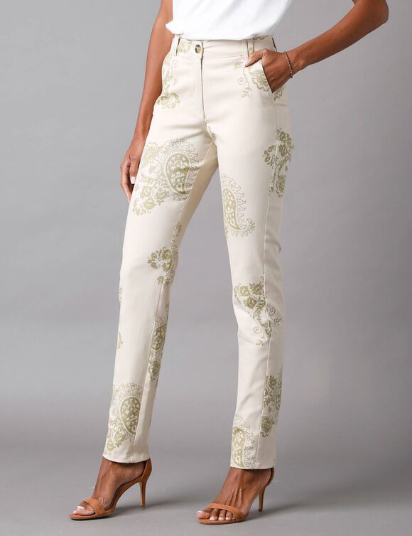 Pantalon imprimé cachemire (beige)