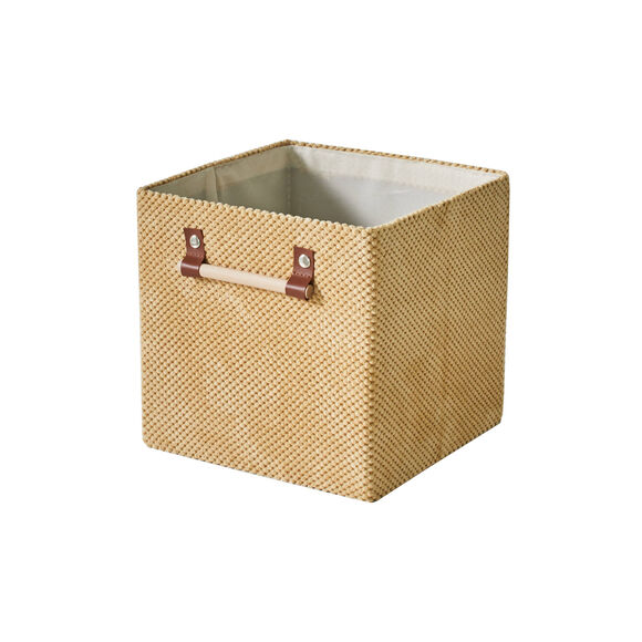 Cube de rangement pliable, velours (beige)