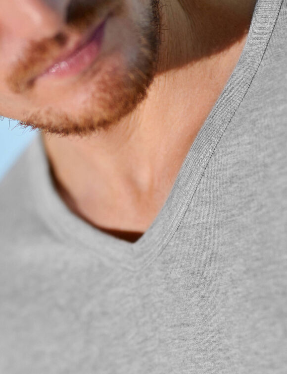 T-shirt met V-hals - herenondergoed, set van 3 (chiné grijs)