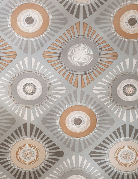 Tafelzeil met waxprint (grijs / oranje)