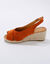Sandalen met sleehak in koord en open neus (terracotta)