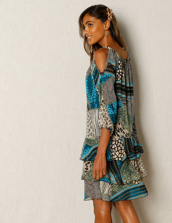 Robe en voile imprimée (noir / kaki)