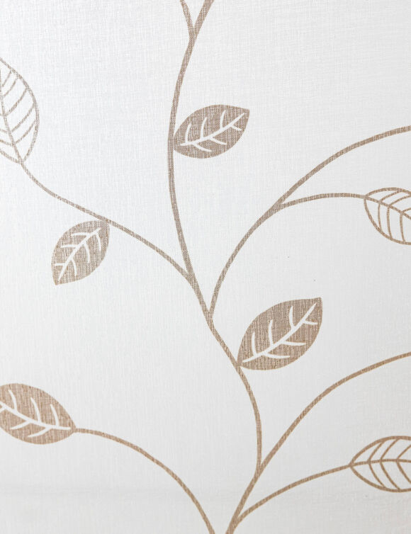 Vitrage voile motif petites feuilles - finition pattes (taupe)