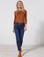 Effen T-shirt met ronde hals, in stretchstof (karamel)