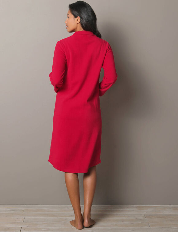 Peignoir polaire boutonn&eacute; (cerise)