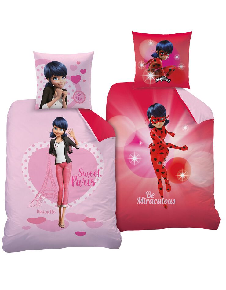 Parure de lit enfant Miraculous® 1 personne - coton, rose Parure de lit enfant Miraculous® 1 personne - coton, rose, hi-res image number 1