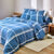 Linge de lit César en coton imprimé carreaux (bleu)