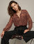 Blouse met strikjes, lange mouwen, voile met bloemenprint (bordeaux)