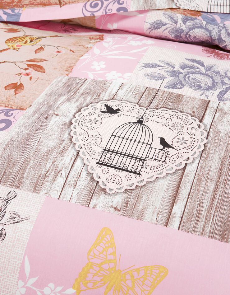 Linge de lit Agathe imprimé - flanelle (rose)